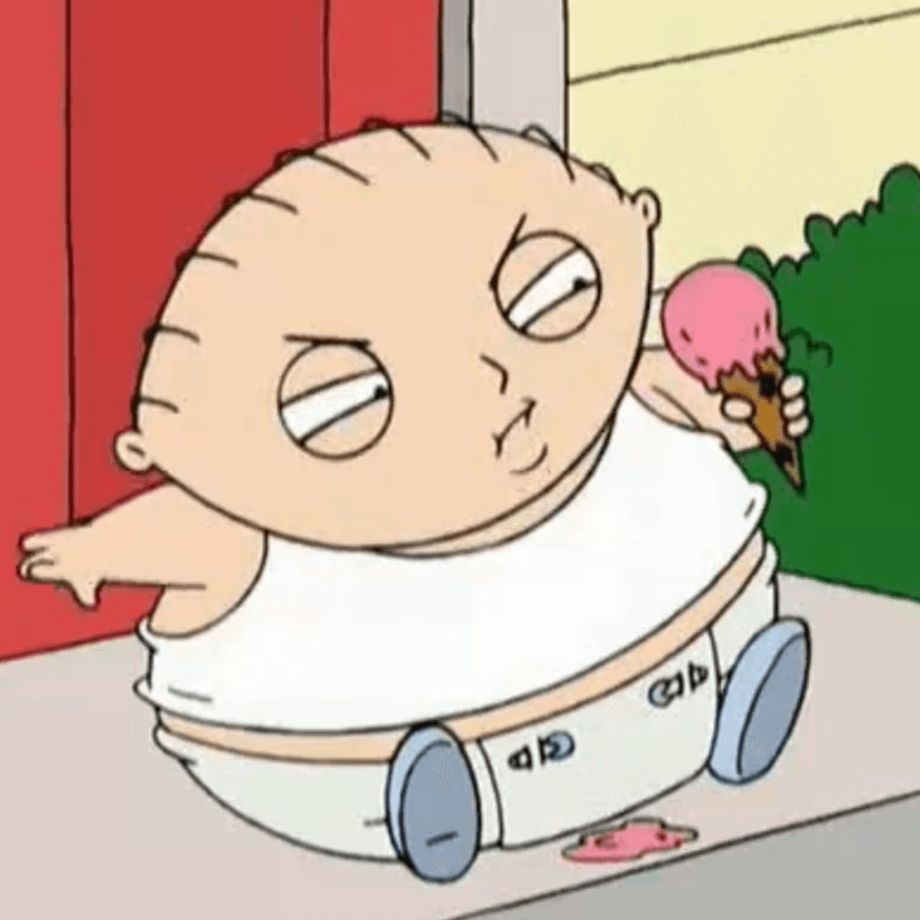 Stewie eating ice cream